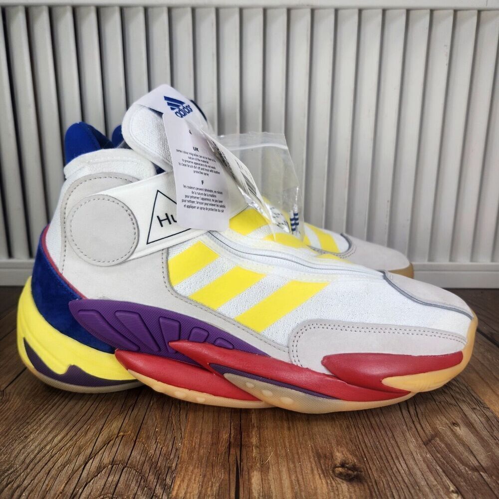 Adidas Pharrell Crazy BYW Mens Sz 9 White Colorful Basketball Sneakers Shoes NEW